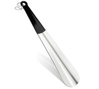 JOOTUEPO 1 Piezas Calzador de Acero Inoxidable Largo 30 CM, Metalico Calzadores Largos, Con Una Cáscara Negra y Orificios Para Hombres, Mujeres, niños, Botas y Todos los Zapatos
