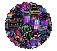 JOOTUEPO 100 Piezas Stickers Neon Bonitas, Divertidas, Impermeable Vinilo Pegatinas para Scrapbooking Journaling Agua Tablet Ordenador Portatil Maletas Skateboard Bicicleta Patinete etc