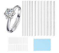 JOOTUEPO 14 pcs ajustadores de tamaño de anillo invisibles, ajustador de tamaño de anillo para anillos sueltos, medidor de anillo, espaciador de anillos, tensor invisible transparente con paño