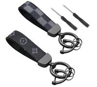 JOOTUEPO 2 Juego de Llaveros de Coche de Piel de Fibra para Hombre con Hebilla de Herradura y Anillos de Color SóLido, Llavero Universal de Piel Adecuado Como Regalo para El DíA Del Padre