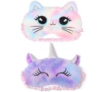 JOOTUEPO 2 Piezas Antifaz para Dormir Animales, Antifaz para Dormir Niños, Felpa Máscara de Sueño Animados Bonitos Antifazs Dormir Transpirable, para Niñas, Niños, Siestas, Accesorios de Fiesta