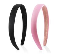 JOOTUEPO 2 Piezas Diademas de Satén, 2cm Moda Ancho Diademas, Plástico Antideslizante Pelo Accesorios, DIY Diadema para Mujeres y Niñas, para Baño Maquillaje Fiesta Festiva