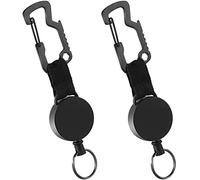 JOOTUEPO 2 piezas Llaveros Retráctiles con 60 cm de Cuerda de Acero, carrete de placa, rodillo de llavero, Portátil Retráctil Clip Carrete para Llave,Tarjeta