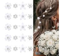 JOOTUEPO 20 Piezas Mini Pinza para el Cabello de Cristal, Pinzas para el Cabello con Pequeñas Flores Blancas para el Cabello, Tocado para Mujeres y Niñas