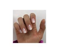 JOOTUEPO 24 Piezas Uñas prensadas, Uñas Postizas Cortas, con diseño acrílico francés brillante reutilizable cobertura completa, Sets de Manicura para Mujer y Niñas