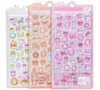 JOOTUEPO 3 Infantiles 3D Stickers, Hojas Kawaii Lindo Adhesivo, Kawaii Stickers, Mini Pegatinas de Dibujos Animados Niñas, para Cuadernos/Obras de Arte de Bricolaje/Scrapbooking/Cuaderno