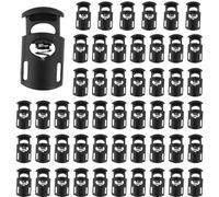 JOOTUEPO 50 Piezas de Cerradura de Cordón con Resorte para Cordones Agujeros Cierre De Cordón, para Cordón, Mochila, Ropa, Zapatos（Negro）