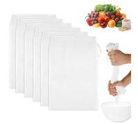 JOOTUEPO 6 Piezas Bolsa de Colador Reutilizable, 20 x 30 cm Colador de Tela, Bolsas de Leche de Nueces, Filtro Leche Vegetal de Nailon, para Bebida Vegetal, Zumos, Leche, Café, Té