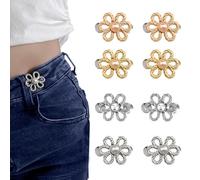 JOOTUEPO 8 Pcs Alfileres de Botones Para Vaqueros con Forma de Pétalo, Botones Ajustables para Jeans, Boton De Clips De Pantalones Sin Costura, Boton para apretar Pantalones, 4 Colores