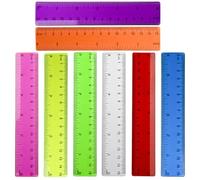 JOOTUEPO 8 Piezas Regla, Mini Regla Inastillable, Transparente de 15cm, Doble Graduación, Plástico Irrompible, Escala Métrica e Imperial, Para Aula, Escuela, Oficina En Casa