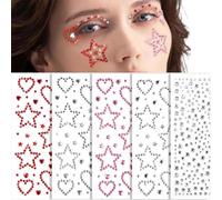 JOOTUEPO Brillantes para La Cara, 5 Hojas Pegatinas Brillantes, Diamantes para Manualidades, Diamantes de Imitación Autoadhesivos, Pegatinas Diamantes Imitación, para Nail/Facial/Manualidades