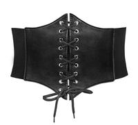 JOOTUEPO Corsé con cinturón para mujer, corsé con cordones, cinturón elástico, atado de avispa, cinturones anchos, vestido de piel, disfraz de Halloween, color negro, Negro, M Alto