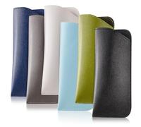 JOOTUEPO Estuche para gafas de cuero suave, 6 piezas Estuche plano para gafas de sol Estuche suave para gafas Bolso para gafas de lectura para mujeres y hombres