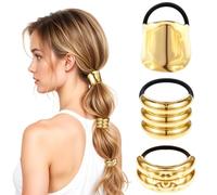 JOOTUEPO gomas para el pelo paras cola,Coletero Metal Pelo, 3Piezas Puño de Pelo de Metal, Gomas Pelos Mujer, Coleteros de Metals Geométricos, Hermosos Accesorios para Cabello para Niñas y Mujeres
