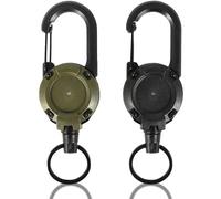 JOOTUEPO Llaveros Retráctiles de 2 Piezas con Cable de Acero 60 cm, Llavero Extensible con Mosquetón, Perfecto para Llaves, Tarjetas de Identificación, Tarjetas de Acceso