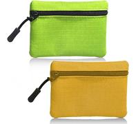 JOOTUEPO Monedero de 2 Piezas, Monedero pequeño de Tela Oxford para Mujer, minimonedero portátil, Cartera con Cremallera para Mujer y Hombre (Amarillo y Verde)