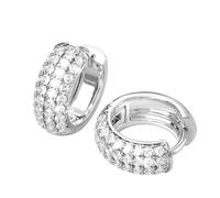 JOOTUEPO Pendientes de Aro de Plata 925 pendientes de Zirconia cúbica femenina de plata esterlina pendientes Para Mujer con Múltiples Agujeros