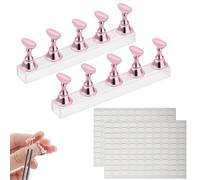 JOOTUEPO Soporte de Acrílico para Uñas Soporte de Práctica de Uñas, 2 Sets Magnético para Puntas de Uñas Rosa Incluye 200 pegatinas para Arte de Uñas Bricolaje en Salón