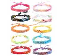 JOOTUEPOpulseras trenzadas coloridas hechas a mano, 10 Piezas Pulseras Tejidas de la Amistad, juego de pulseras bohemias, ajustables / Multicolor, Para Novia / Mejor Amiga / Parejas / Mujer / Niña