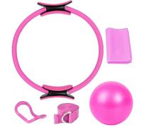 JOOVCC Pilates Circle Essentials Kit de 5 piezas de yoga para mujer, pilates en casa, incluye pelota de pilates, anillo de yoga Magic Circle y bandas de resistencia para mujer, anillo de pilates y