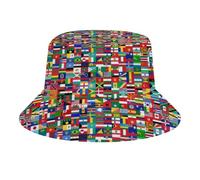 JopaJre Sombrero de pescador con la bandera del mundo para mujeres y hombres, sombrero de pescador, plegable, gorras de playa, viajes al aire libre, Bandera del mundo, Talla única