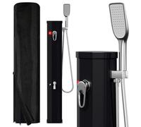 Joparri Ducha solar de 20 L, agua caliente hasta 60 °C sin electricidad, media columna incluye alcachofa de mano, cubierta protectora y drenaje, con grifo, ducha solar para jardín, piscina y camping