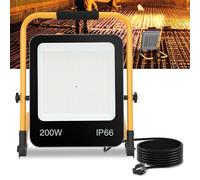 Joparri Foco de trabajo LED para obras, 200W foco de obra incl. soporte plegable y cable de red 3M, lámpara de obra 18000LM, 6000K blanco frío IP66 resistente al agua para interior exterior
