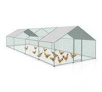 Joparri gallinero con Cerradura, gallinero 3x8x2m gallinero de Acero galvanizado al Aire Libre, para Jaula de pájaros Jaula de Mascotas
