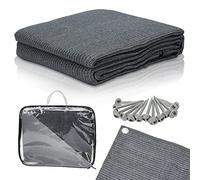 Jopassy 2,5 x 4 m, Alfombra para toldo, para Camping, Exteriores, con 12 Agujeros, 13 piquetas y Bolsa de Transporte, protección de HDPE, Transpirable, Alfombra de Camping, Color Gris y Azul