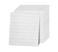 Jopassy 30 paneles de pared 3D, 77 x 70 cm, autoadhesivo, papel pintado de ladrillo, color blanco, papel pintado adhesivo de pared, resistente al agua, piedra, aspecto de piedra, ladrillo, para cocina