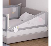 Jopassy Barrera de cama de 180 cm x 2 + 150 cm x 1, barandilla de cama para niños, altura ajustable 70-98 cm, protección contra caídas, cama para niños, barandilla de cama con red aireada, estructura