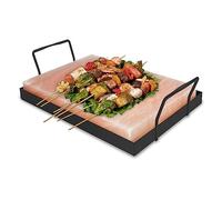 Jopassy Piedra de Sal XXL para Barbacoa - 20 x 30 x 3 cm Con Placa de Hierro - Reutilizable, Cristal Original de las Montañas