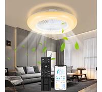 Jopassy Ventilador de techo con iluminación 80W, Ø55cm Plafón LED regulable con ventilador y mando a distancia, modo verano/invierno (adelante y atrás),6 velocidades y 3 temperaturas de color