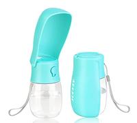 JOPHEK 300ML Botella de Agua para Mascotas, 180°Plegable Botellas de Agua para Perro Gato con Botón de Bloqueo y Filtro de Carbón Activado para Acampar a Pie Todos los Días