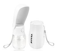 JOPHEK 300ML Botella de Agua para Mascotas, 180°Plegable Botellas de Agua para Perro Gato con Botón de Bloqueo y Filtro de Carbón Activado para Acampar a Pie Todos los Días