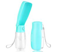 JOPHEK 550ML Botella de Agua para Mascotas, 180°Plegable Botellas de Agua para Perro Gato con Botón de Bloqueo y Filtro de Carbón Activado para Acampar a Pie Todos los Días