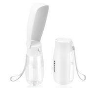JOPHEK 550ML Botella de Agua para Mascotas, 180°Plegable Botellas de Agua para Perro Gato con Botón de Bloqueo y Filtro de Carbón Activado para Acampar a Pie Todos los Días
