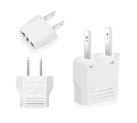 JOPHEK Adaptador Enchufe Europeo a Americano, Adaptador Enchufe Americano a Español | 6A 110/251V | para Europa/USA/US/China/Canadá - Blanco (3)