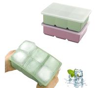 JOPHEK Bandejas de Cubitos de Hielo, 2 Piezas 12 Cubos Silicona Moldes para Cubitos de Hielo con Tapa, Rosa/Verde
