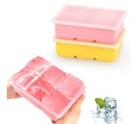 JOPHEK Bandejas de Cubitos de Hielo, 2 Piezas 12 Cubos Silicona Moldes para Cubitos de Hielo con Tapa, Cubitos de Hielo Cuadrados Grandes de 4,8cm para Cócteles, Whisky, Vino, Frutas, Puré de Frutas