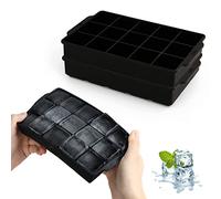 JOPHEK Bandejas de Cubitos de Hielo, 2 Piezas 30 Cubos Silicona Moldes Cuadrados Grandes de 3,5cm para Cócteles, Whisky, Vino, Puré de Frutas