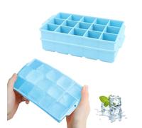 JOPHEK Bandejas de Cubitos de Hielo, 2 Piezas 30 Cubos Silicona Moldes para Cubitos de Hielo, Cubitos de Hielo Cuadrados Grandes de 3,5cm para Cócteles, Whisky, Vino, Frutas, Puré de Frutas