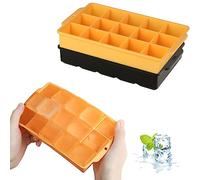 JOPHEK Bandejas de Cubitos de Hielo, 2 Piezas 30 Cubos Silicona Moldes para Cubitos de Hielo, Cubitos de Hielo Cuadrados Grandes de 3,5cm para Cócteles, Whisky, Vino, Frutas, Puré de Frutas