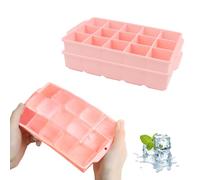 JOPHEK Bandejas de Cubitos de Hielo, 2 Piezas 30 Cubos Silicona Moldes para Cubitos de Hielo, Cubitos de Hielo Cuadrados Grandes de 3,5cm para Cócteles, Whisky, Vino, Frutas, Puré de Frutas
