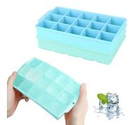 JOPHEK Bandejas de Cubitos de Hielo, 2 Piezas 30 Cubos Silicona Moldes para Cubitos de Hielo, Cubitos de Hielo Cuadrados Grandes de 3,5cm para Cócteles, Whisky, Vino, Frutas, Puré de Frutas