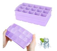 JOPHEK Bandejas de Cubitos de Hielo, 2 Piezas 30 Cubos Silicona Moldes para Cubitos de Hielo, Cubitos de Hielo Cuadrados Grandes de 3,5cm para Cócteles, Whisky, Vino, Frutas, Puré de Frutas