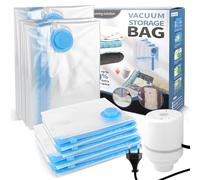 JOPHEK Bolsas Vacio Ropa, Bolsas de Almacenaje al Vacio con Bomba Eléctrica Portátil, Bolsas de Vacío Ropa para Edredones, Viaje y Hogar, 1XL+2L+2M+2S