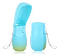 JOPHEK Botella portátil para mascotas, 300 ml, plegable en 180 °, a prueba de fugas, botella de agua para perros y gatos con filtro de carbón activo para el día a día, caminar, viajar, acampar