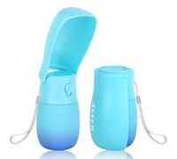 JOPHEK Botella portátil para mascotas de 300 ml, plegable de 180 °, a prueba de fugas, botella de agua para perros y gatos con filtro de carbón activo para el día a día, caminar, viajar, acampar