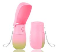 JOPHEK Botella portátil para mascotas de 300 ml, plegable de 180 °, a prueba de fugas, botella de agua para perros y gatos con filtro de carbón activo para el día a día, caminar, viajar, acampar